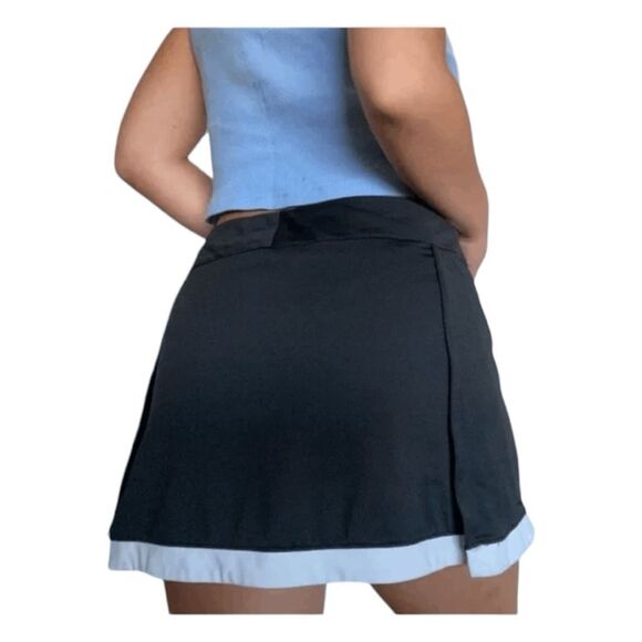 Champion Tennis Mini Skirt Skort Black White Stripe Athletic Back Pleats Poc - Picture 3 of 11